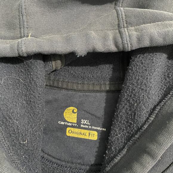 Carhartt Hoodie Mens 3XL Blue Workwear Distressed Paint Stains Splatter Holes - Picture 6 of 9